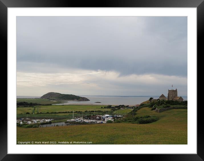 Uphill,and Brean Down. Framed Mounted Print by Mark Ward