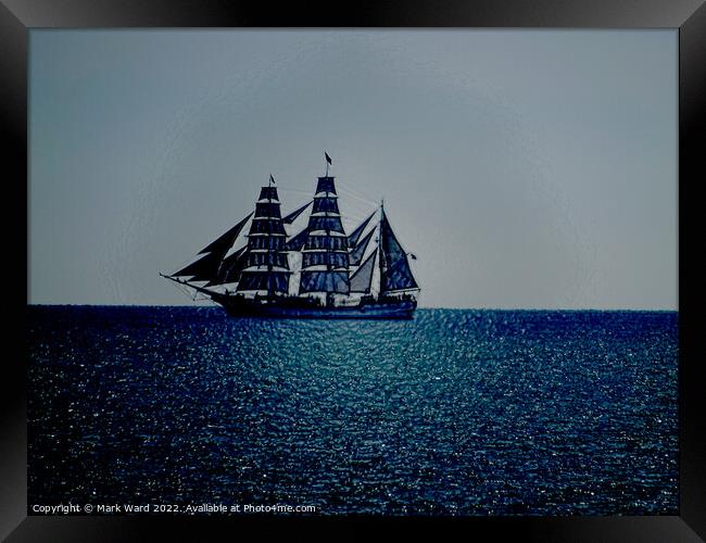 Blue Sea Sailing. Framed Print by Mark Ward