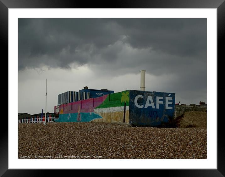 The Bathing Hut Cafe Framed Mounted Print by Mark Ward