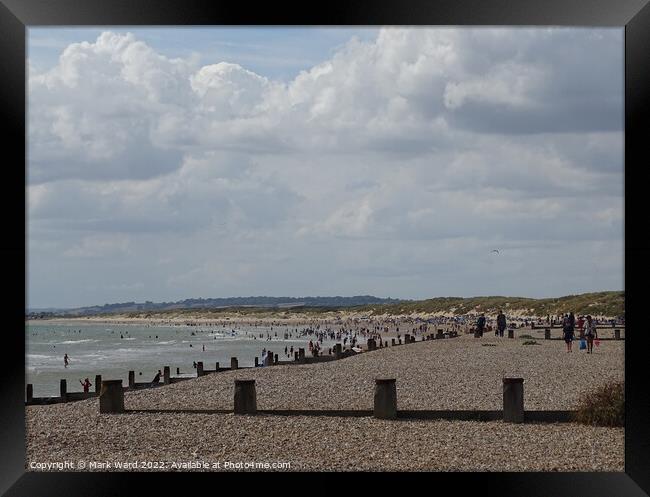 August Bank Holiday at Camber Sands. Framed Print by Mark Ward