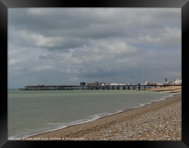 Looming Clouds over Hastings Pier Framed Print by Mark Ward