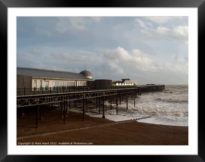 Winter Wind and Waves on Hastings Pier. Framed Mounted Print by Mark Ward