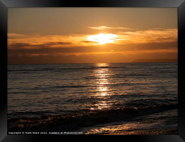 Sunset Sea in Sussex. Framed Print by Mark Ward