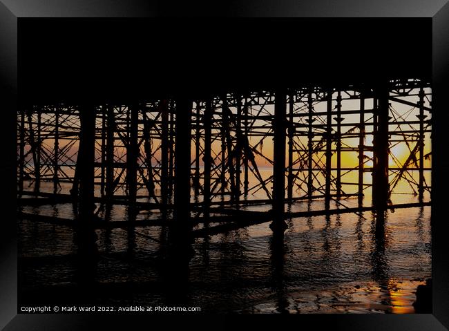 Under The Pier. Framed Print by Mark Ward