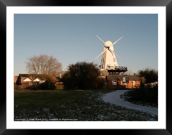 Rye Windmill in December. Framed Mounted Print by Mark Ward