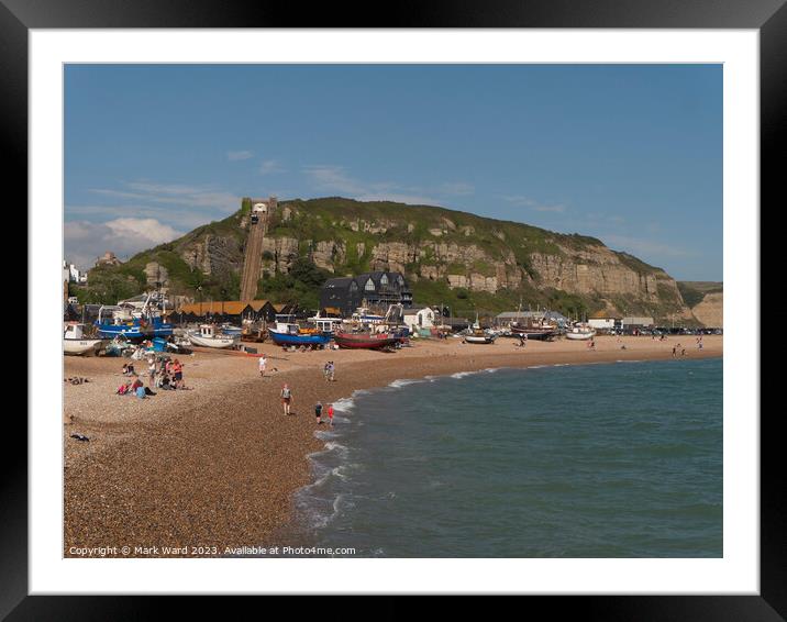 Summer at The Stade in Hastings. Framed Mounted Print by Mark Ward