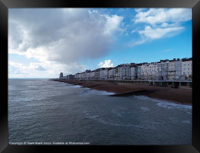 Hastings and St Leonards Seafront during October. Framed Print by Mark Ward