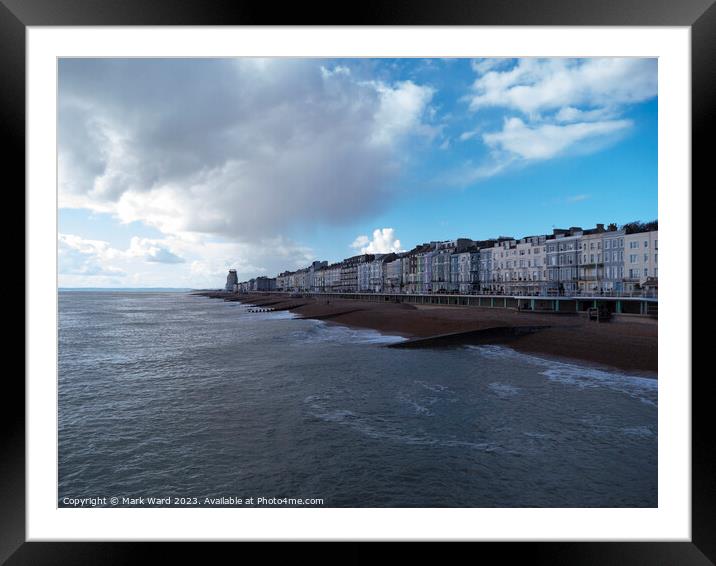 Hastings and St Leonards Seafront during October. Framed Mounted Print by Mark Ward