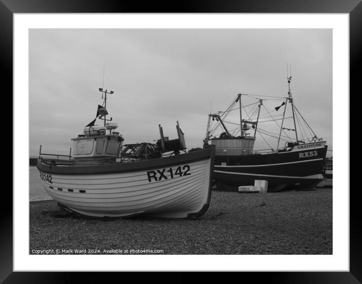 Beach-Based in Black and White Framed Mounted Print by Mark Ward