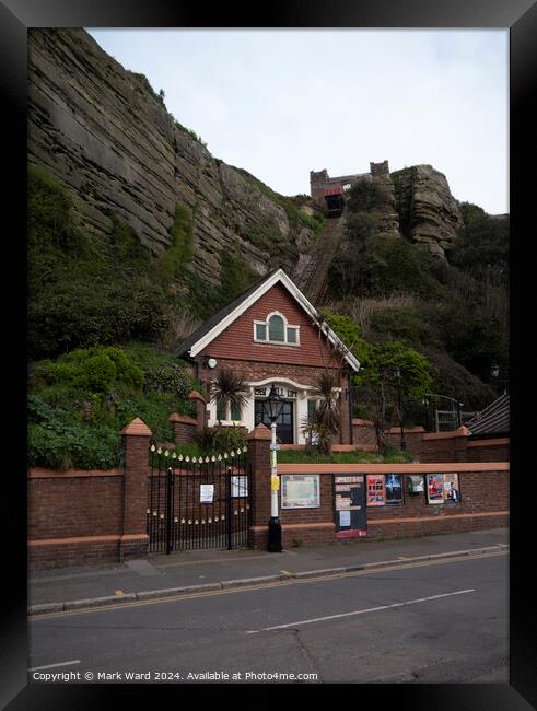 The East Hill Lift in Hastings. Framed Print by Mark Ward
