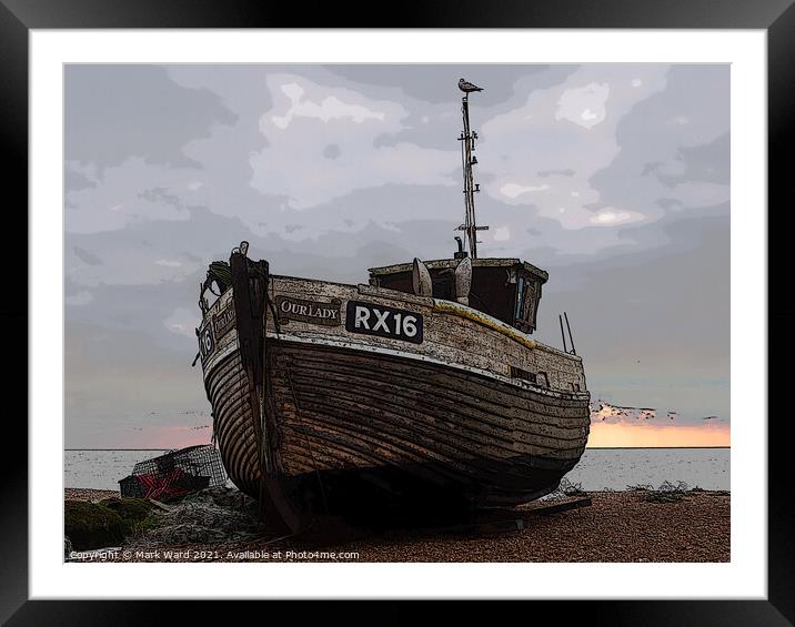 Boat on the Beach Framed Mounted Print by Mark Ward