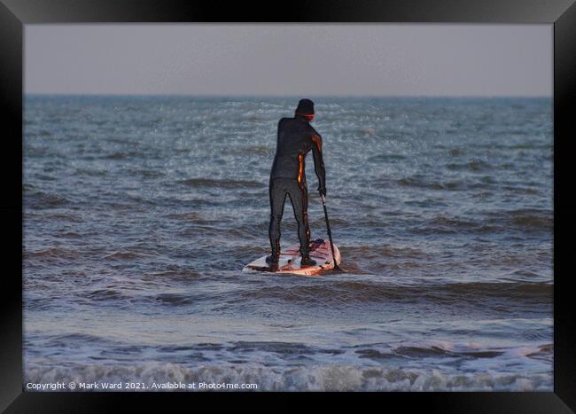 Paddleboarder All At Sea. Framed Print by Mark Ward