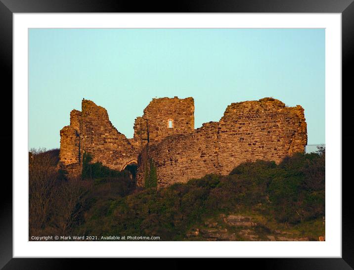Hastings Castle viewed from the Seafront. Framed Mounted Print by Mark Ward