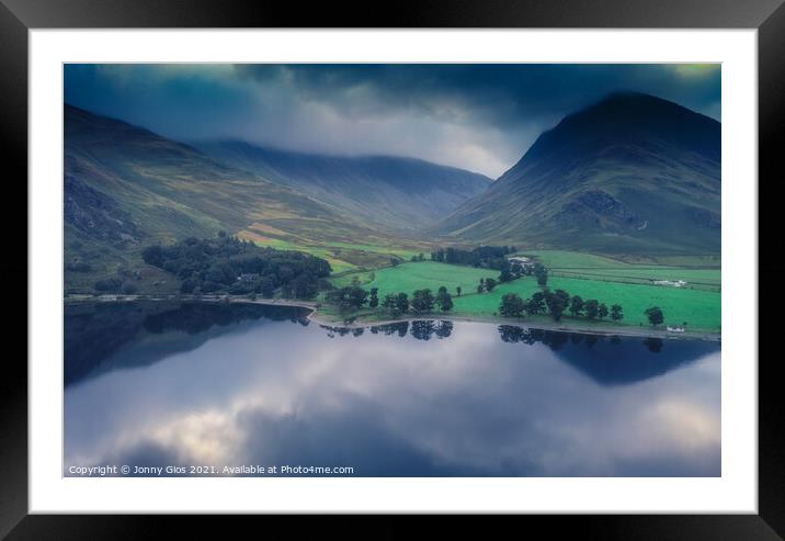 Aeriel of Buttermere  Framed Mounted Print by Jonny Gios