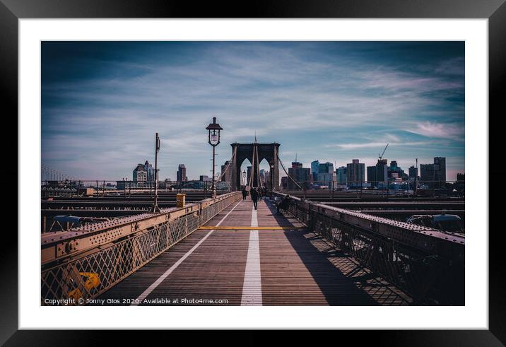 Brooklyn Bridge Walkway Framed Mounted Print by Jonny Gios