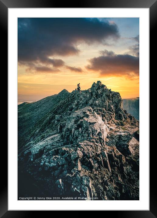 Striding Edge Walkers Framed Mounted Print by Jonny Gios