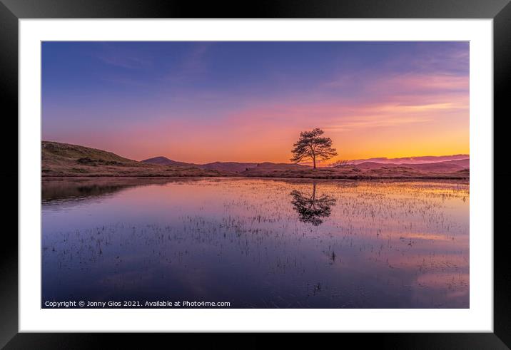 Colours of Sunset at Kelly Hall Tarn in Coniston  Framed Mounted Print by Jonny Gios