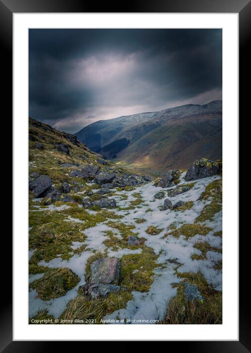 Looking down Dunmail  Framed Mounted Print by Jonny Gios