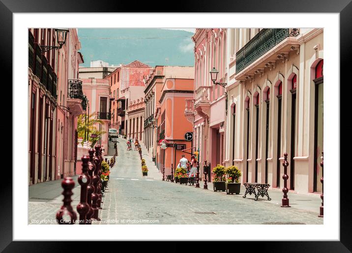 Santa Cruz Tenerife - Pink streets Framed Mounted Print by Craig Leoni