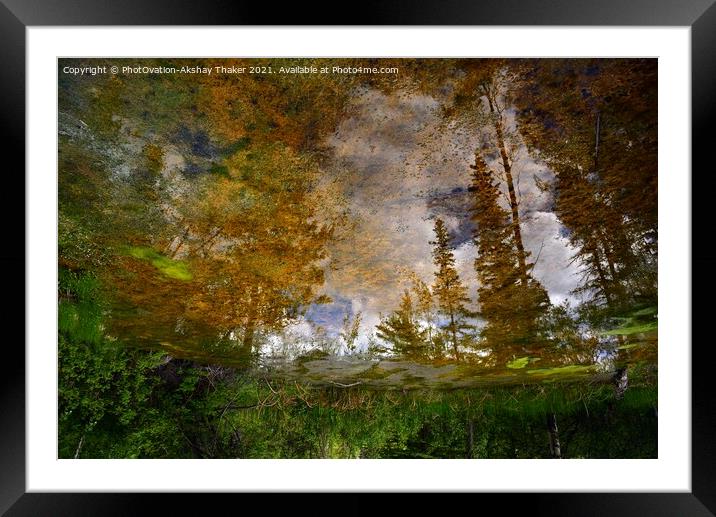An artistic colorful refection in a natural thermal mineral spring Framed Mounted Print by PhotOvation-Akshay Thaker