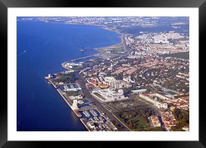 An Aerial view of Lisbon coastal city Framed Mounted Print by PhotOvation-Akshay Thaker