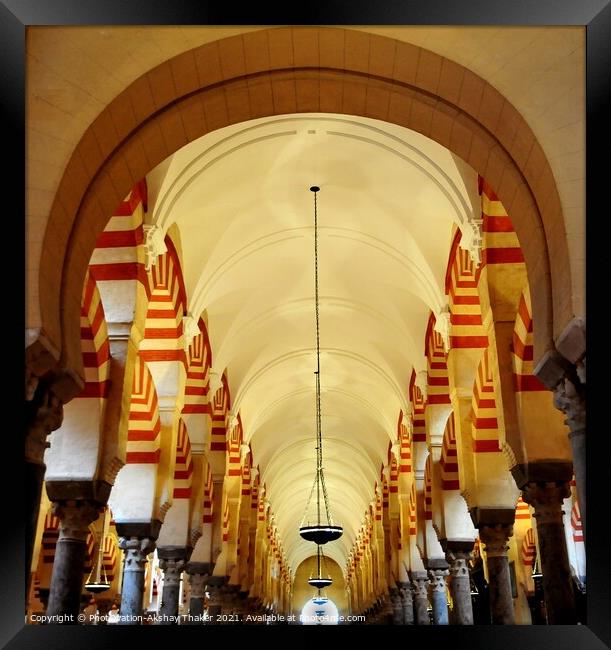 Arches and Pillars in Mezquita Cordoba Spain.  Framed Print by PhotOvation-Akshay Thaker