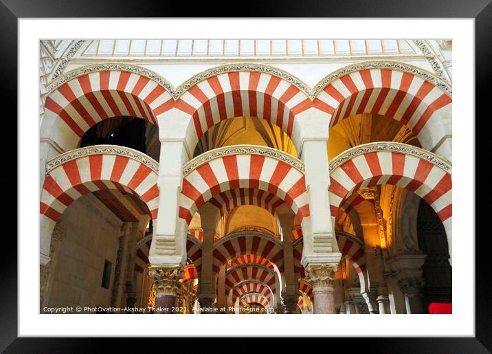 Symmetrical Arches and Pillars of Mezquita, Cordoba Spain.  Framed Mounted Print by PhotOvation-Akshay Thaker
