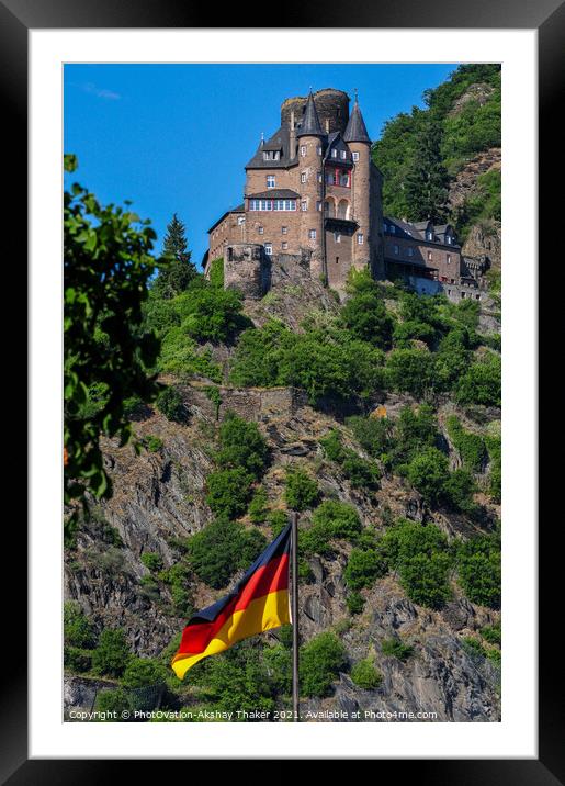 Katz Castle known as Neukatzenelnbogen hill Castle Framed Mounted Print by PhotOvation-Akshay Thaker