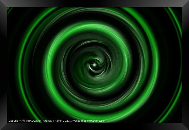 Green eye of imaginary twister. An artistic Digital art for creative display or decoration.  Framed Print by PhotOvation-Akshay Thaker