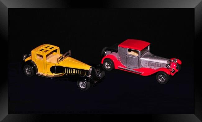 Two vintage red and yellow cars models  Framed Print by PhotOvation-Akshay Thaker