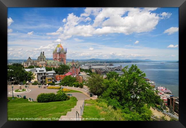 A view of the Landmark hotel in Québec city Canada Framed Print by PhotOvation-Akshay Thaker