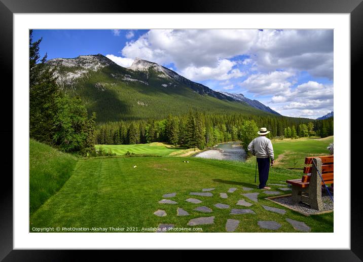 A person standing on a Golf Ground Framed Mounted Print by PhotOvation-Akshay Thaker