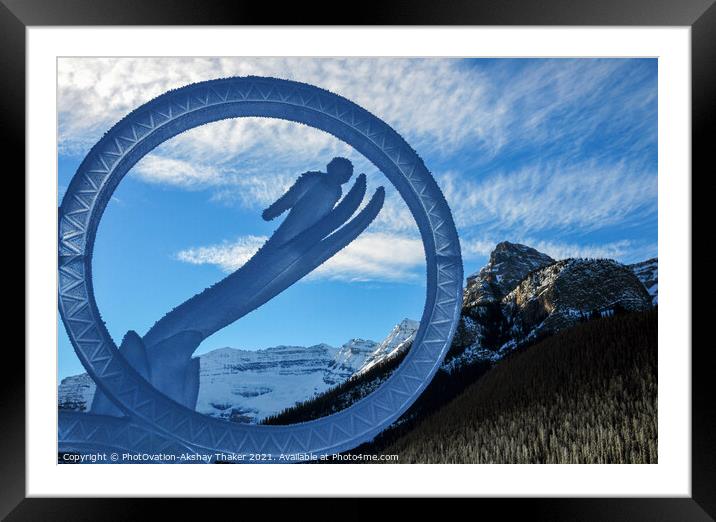 An Ice sculpture representing world sports winter athletic event Framed Mounted Print by PhotOvation-Akshay Thaker