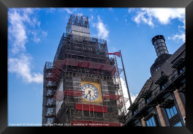  London's Iconic landmark Big Ben tower restoration Framed Print by PhotOvation-Akshay Thaker