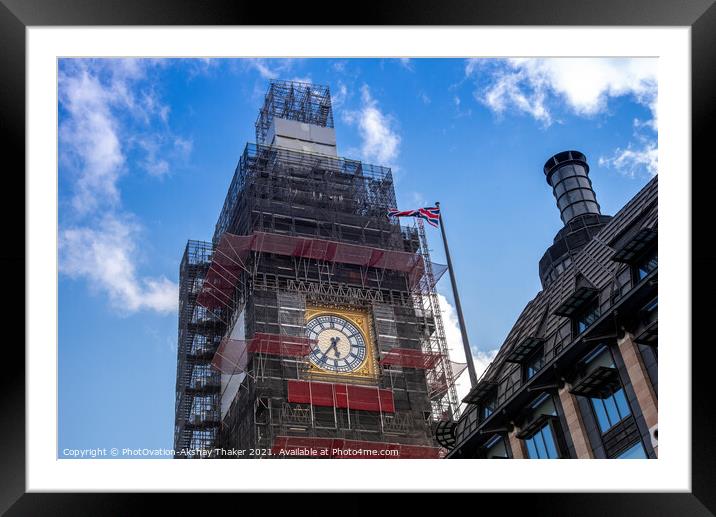  London's Iconic landmark Big Ben tower restoration Framed Mounted Print by PhotOvation-Akshay Thaker