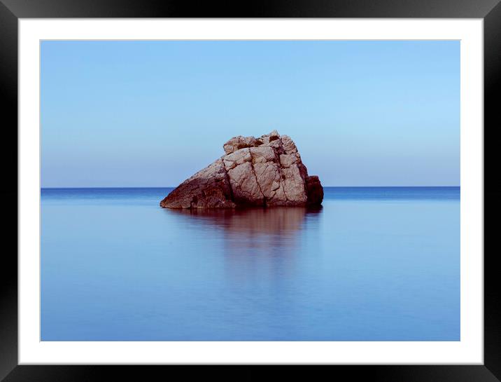 A lonely island in a calm sea in Ibiza Framed Mounted Print by Vicen Photo
