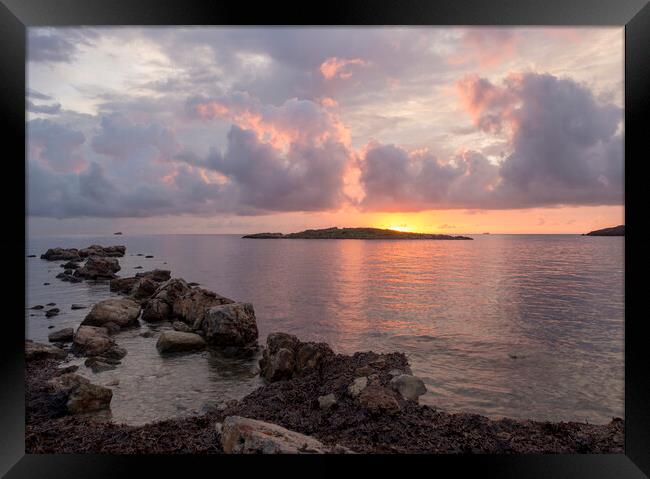 Cloudy sunrise from Sa Sal Rossa in Ibiza Framed Print by Vicen Photo