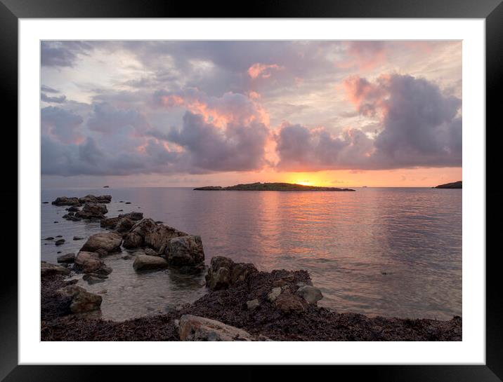 Cloudy sunrise from Sa Sal Rossa in Ibiza Framed Mounted Print by Vicen Photo
