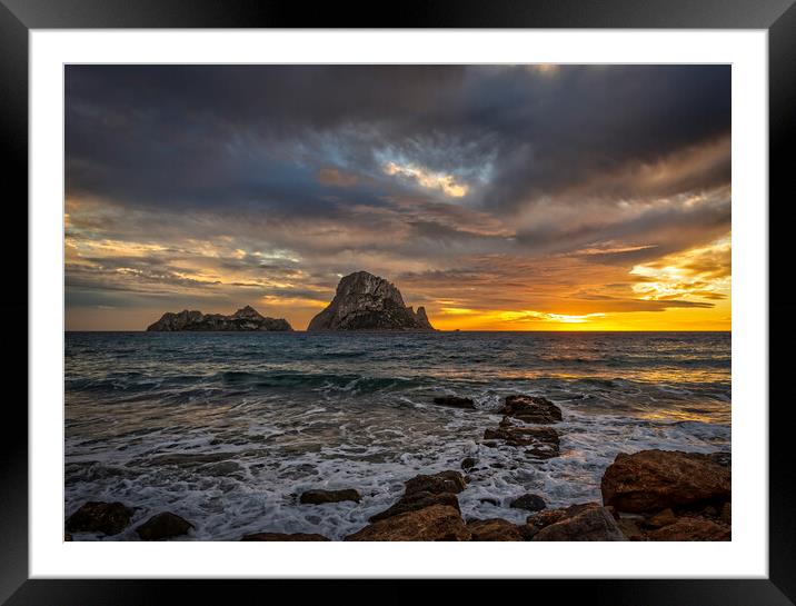 Spectacular sunset in Ibiza with Es Vedra as the protagonist Framed Mounted Print by Vicen Photo