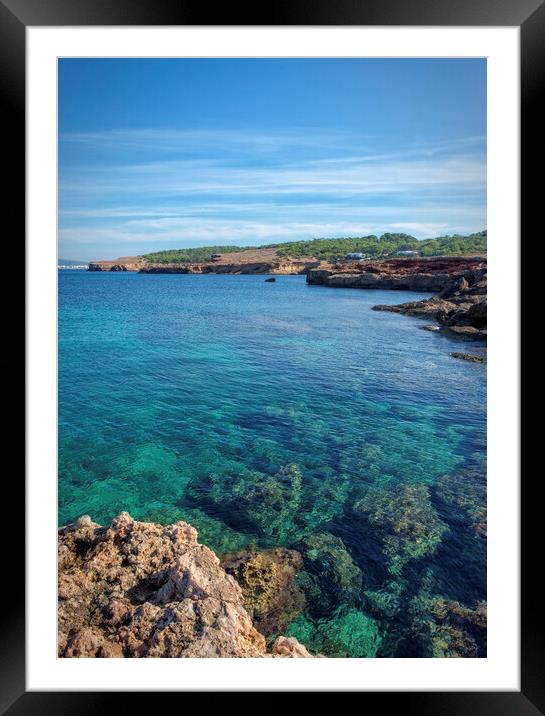 Photography with the transparent waters of Cala Bassa in San Antonio de Ibiza Framed Mounted Print by Vicen Photo