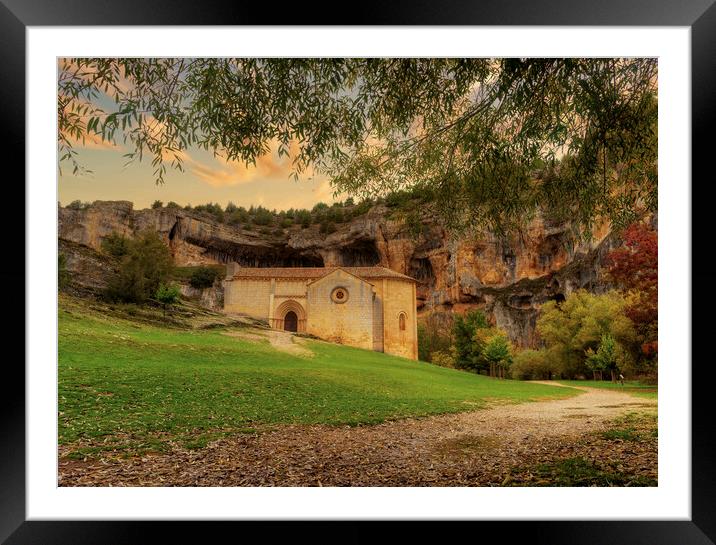 The Templar hermitage of San Bartolome at sunset Framed Mounted Print by Vicen Photo