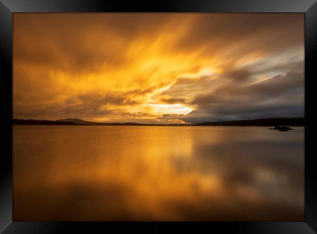 Photograph with a calm lake in Soria in a golden sunrise Framed Print by Vicen Photo