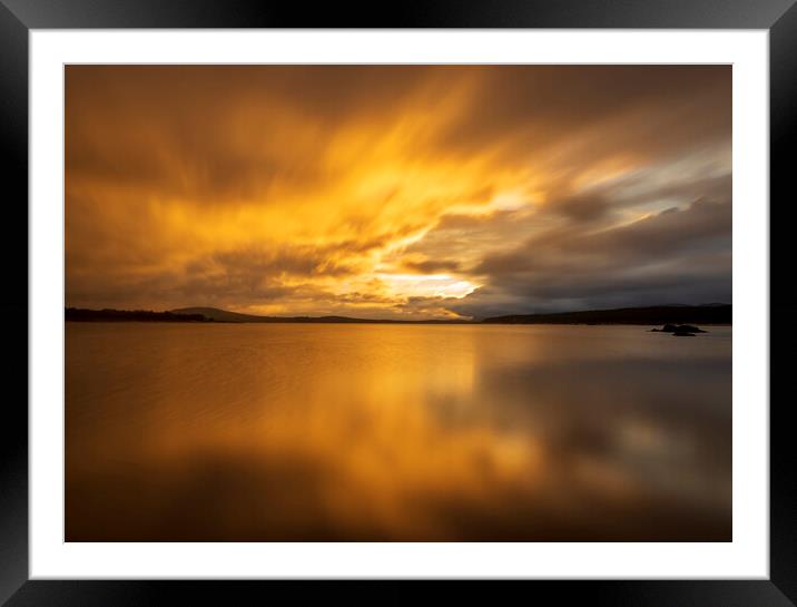 Photograph with a calm lake in Soria in a golden sunrise Framed Mounted Print by Vicen Photo