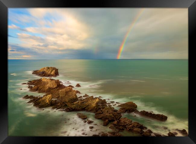 Photography with the rainbow in a calm seascape Framed Print by Vicen Photo