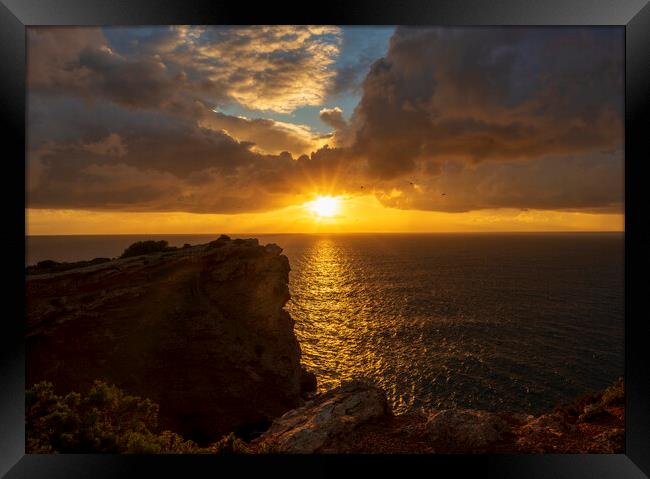Photography with the sunrise sun at Cabo Martinet in Ibiza Framed Print by Vicen Photo