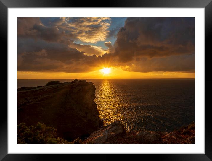 Photography with the sunrise sun at Cabo Martinet in Ibiza Framed Mounted Print by Vicen Photo