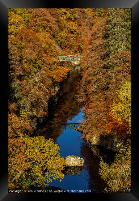 Autumn colours at Garry Bridge Framed Print by Ken le Grice
