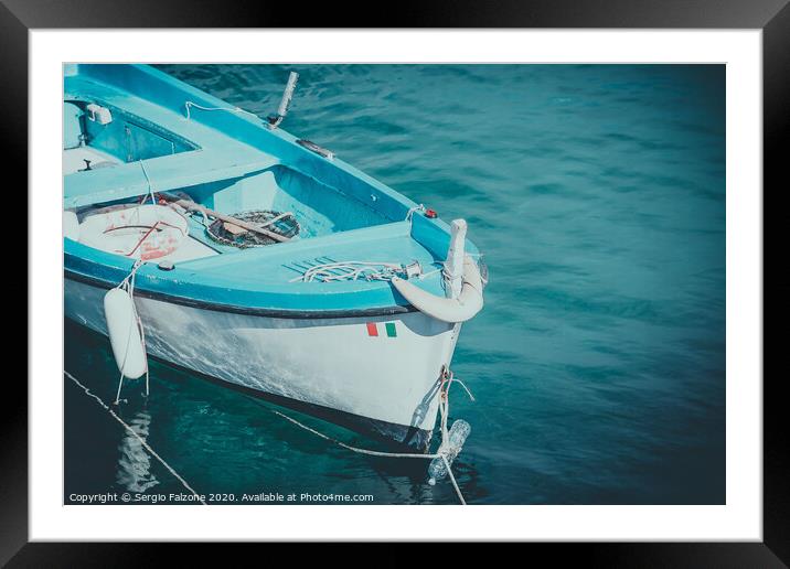 Fishermen boat, Otranto, Italy Framed Mounted Print by Sergio Falzone