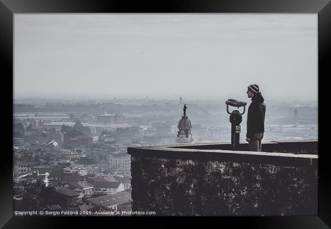 Bergamo seen from Bergamo Alta Framed Print by Sergio Falzone