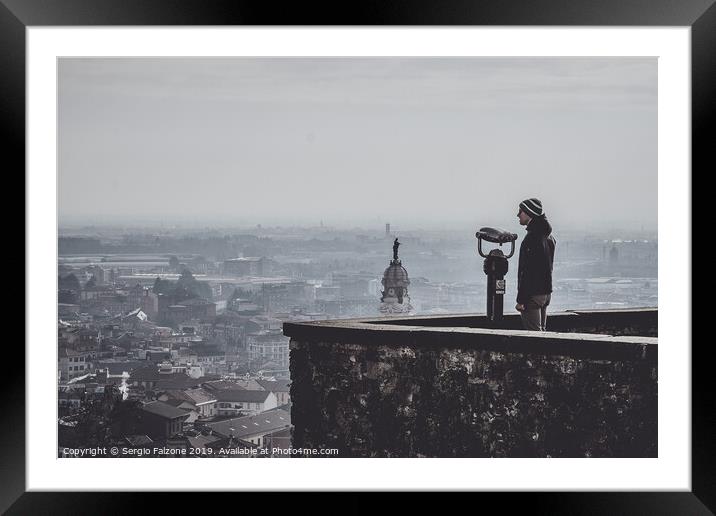 Bergamo seen from Bergamo Alta Framed Mounted Print by Sergio Falzone
